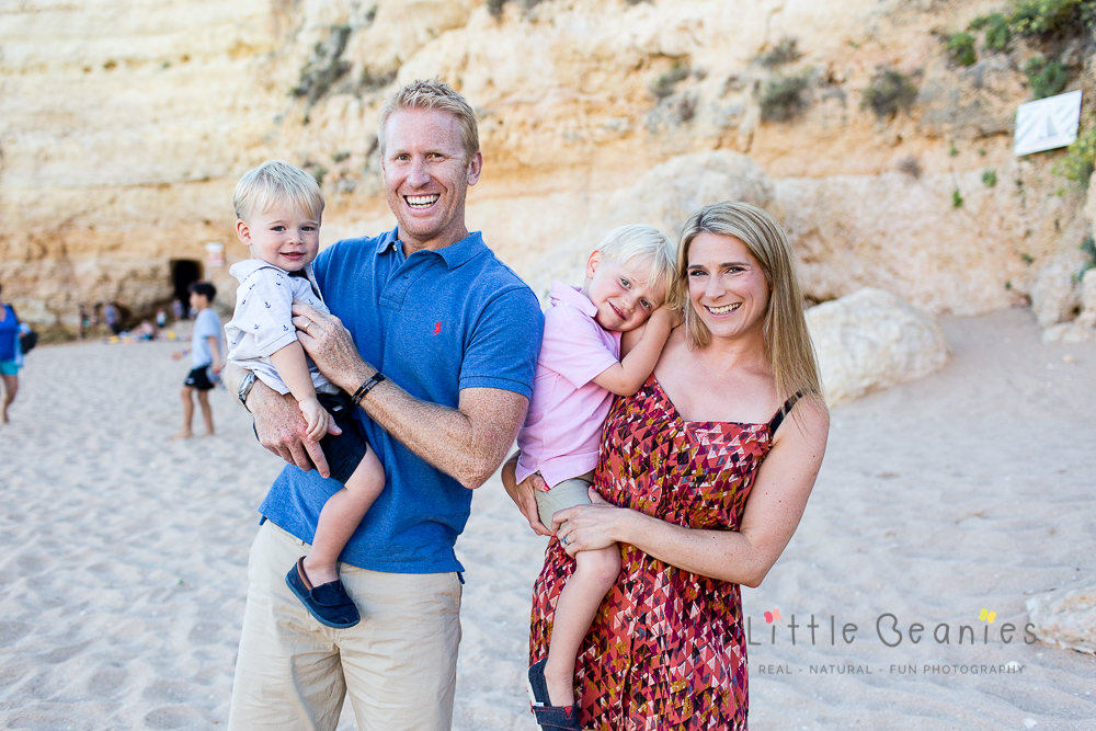 family on beach having family photoshoot by Lisa Jordan at Little Beanies Photography